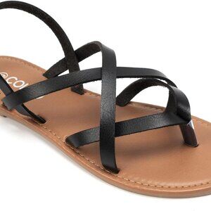 Women's Faux Leather Summer Flat Sandals Adjustable Open Toe Gladiator